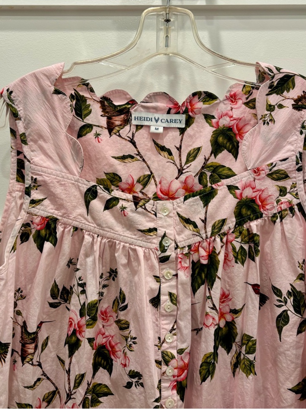 Heidi Carey Pink Hummingbird Floral Robe and Matching Nightgown 100% Cotton - Picture 7 of 10